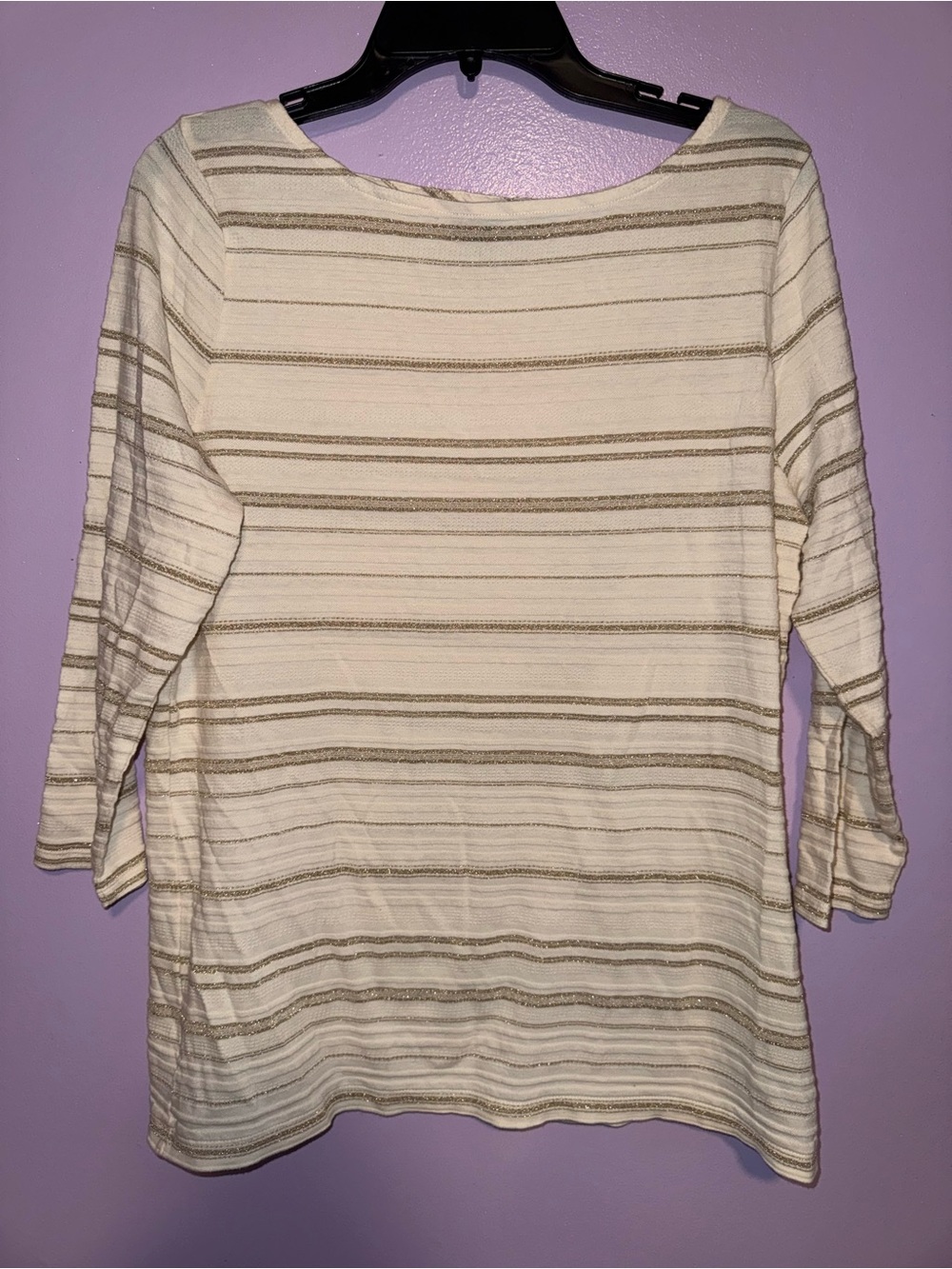 Lauren Ralph Lauren Cream Boatneck Tunic with Tan Stripes